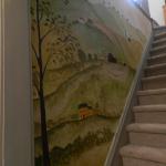 Folk art staircase mural